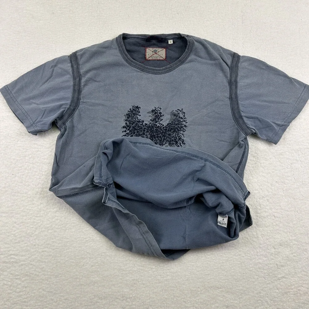 Giorgio T-Shirt Mens Small Gray Embroidered Graphic Eagle Crew Neck Italy